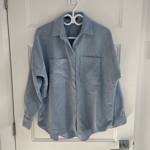 Zara baby blue oversized shirt.
